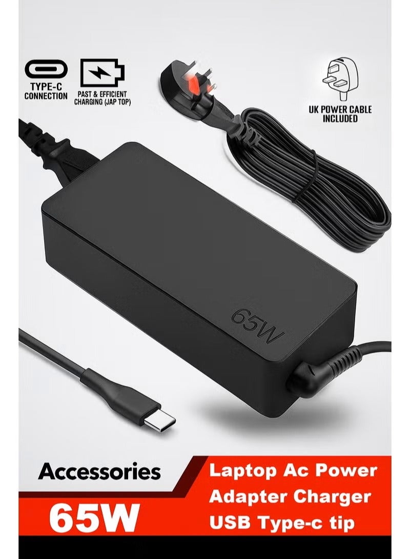 Eworld 65W USB Type-C Power Adapter, Universal Fast Charging AC Charger with Overvoltage Protection, 100-240V Compact Travel Adapter for Lenovo, Dell, HP, ASUS, Samsung & More USB-C Devices - Image 1